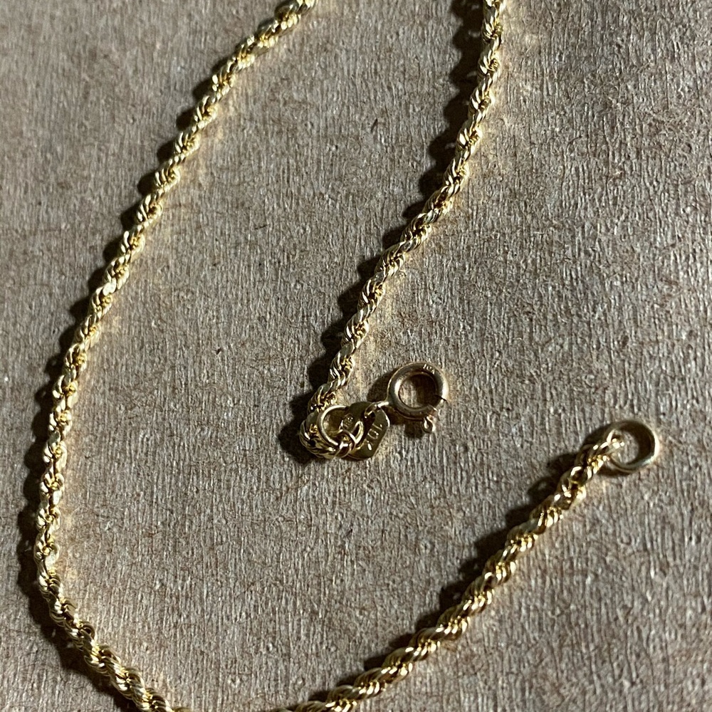 Solid 10k Gold Rope Bracelet - image 1